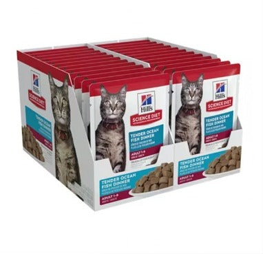 Hill's Science Diet Alimento Húmedo Gato Adulto Receta Pescado Marino Trocitos en Salsa 79 g