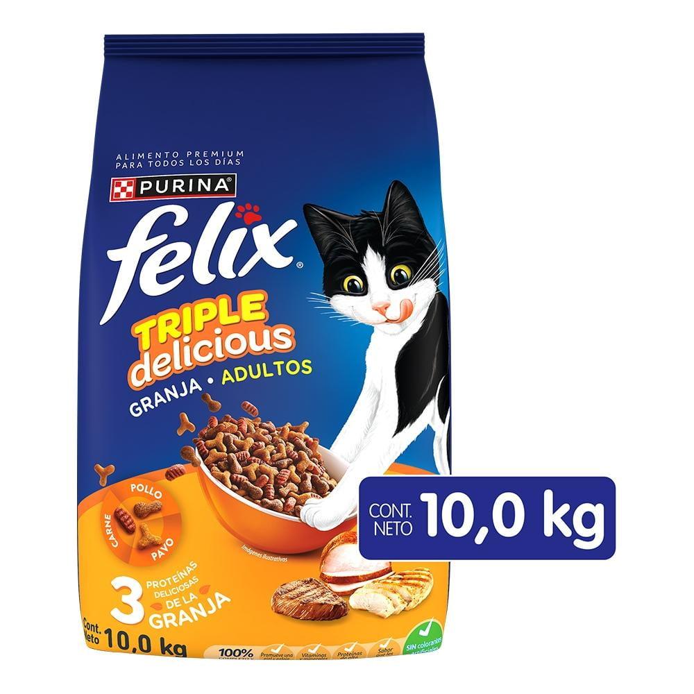 Alimento Purina Félix Triple Delicious Granja para Gato Adulto 10 kg
