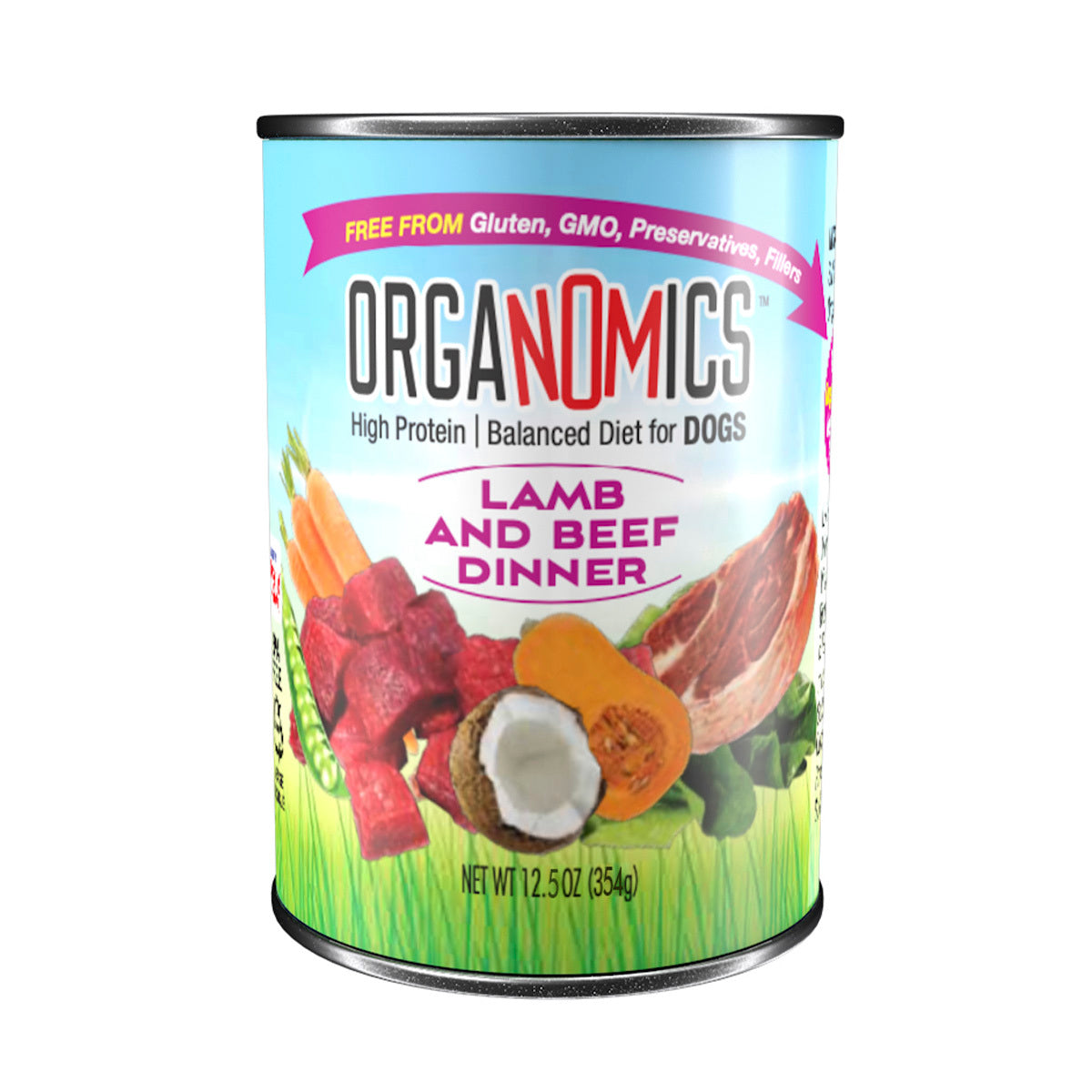 Alimento Organomics Cordero y Res Para Perro Lata 354g