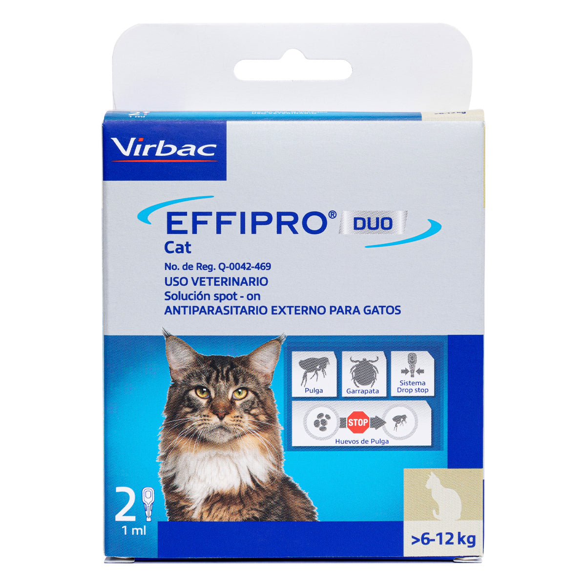 Virbac Effipro Duo Spot-On pipeta Desparasitante Externa para Gato 6-12 kg 1 ml