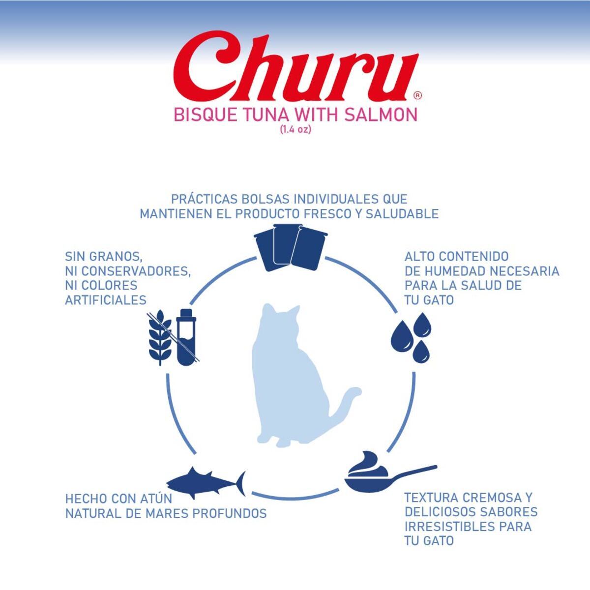 Churu Bisque Premio Cremoso para Gato Receta Atún y Salmón, 40 g