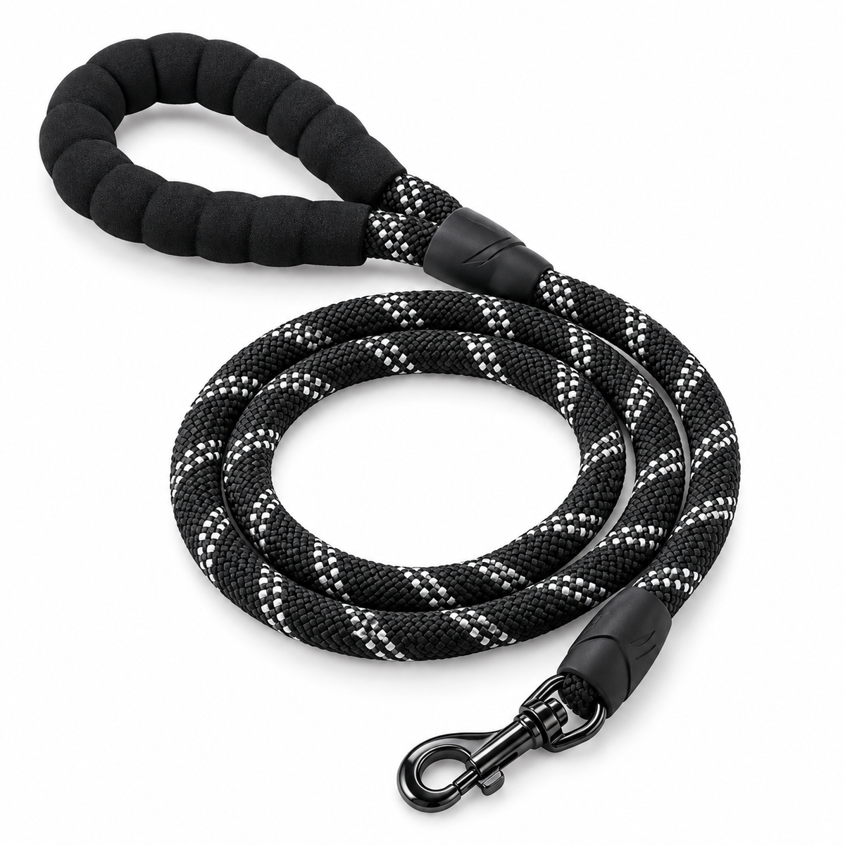 Correa de cuerda Fancy Pets Xtreme negra con reflejante — 1.60 metros