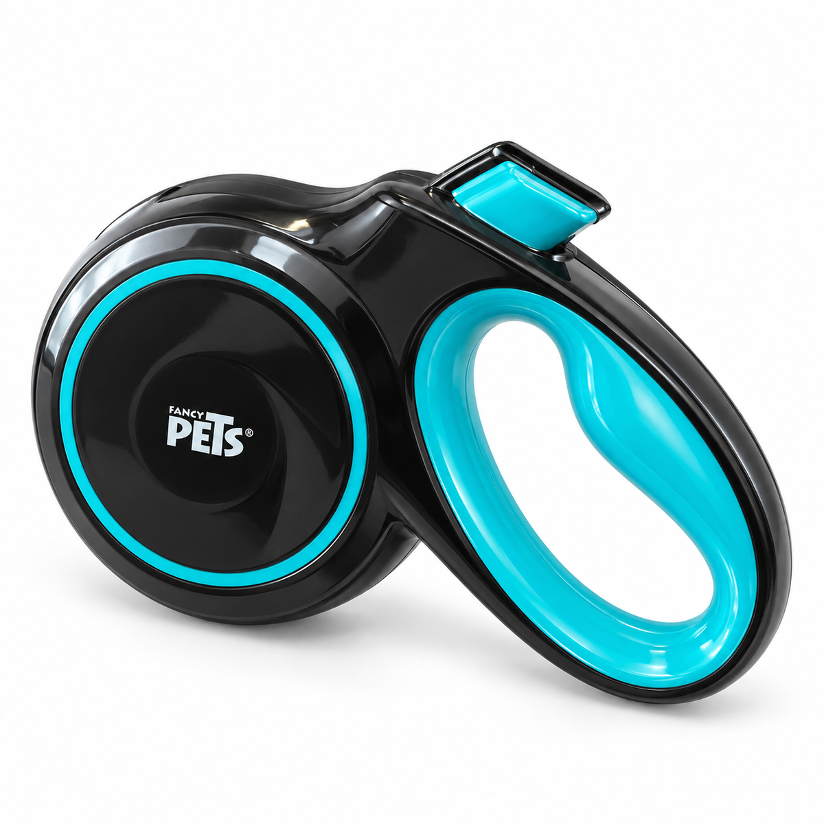 Correa retráctil Fancy Pets Spiro mediana negra con turquesa — 3 metros
