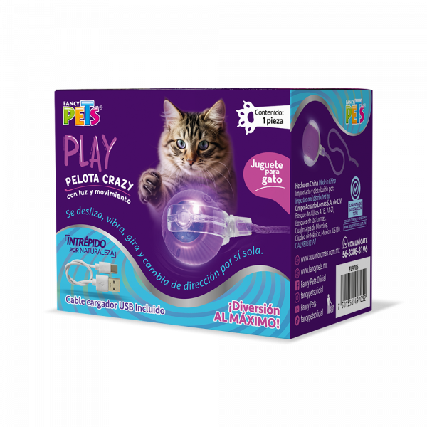 Pelota Crazy P/Gato C/Luz y Movimiento