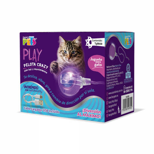 Pelota Crazy P/Gato C/Luz y Movimiento