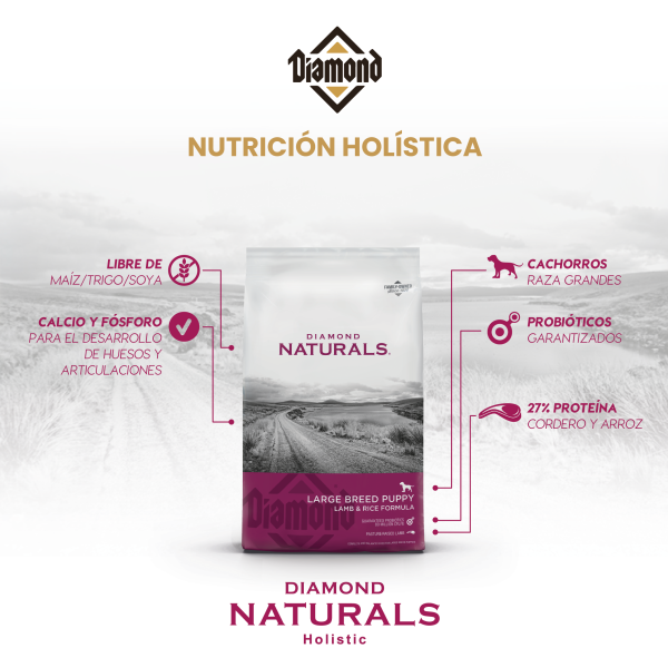 Alimento Diamond Naturals Cordero y Arroz Cachorro Razas Grandes 18.14 KG (UNICAMENTE BAJO PEDIDO)