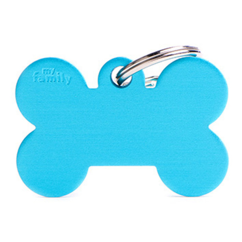 Placa Hueso Azul Celeste Para Mascota