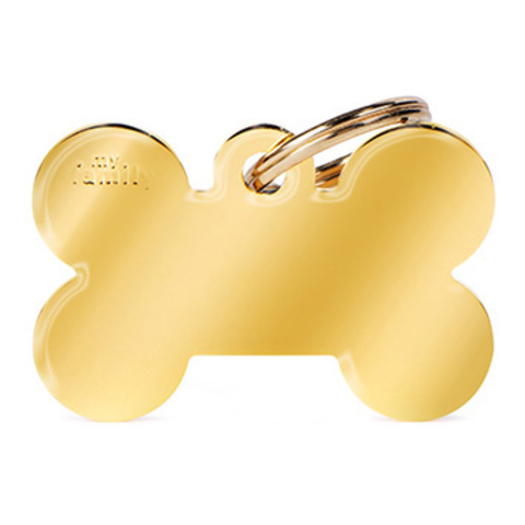 Placa Hueso Chapa de Oro Para Mascota
